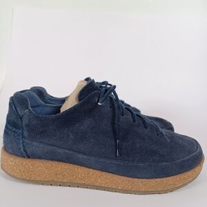 Birkenstock Womens Sneaker Size 6 W EU 37 Blue Suede Lace Up Bend Low Top‎
